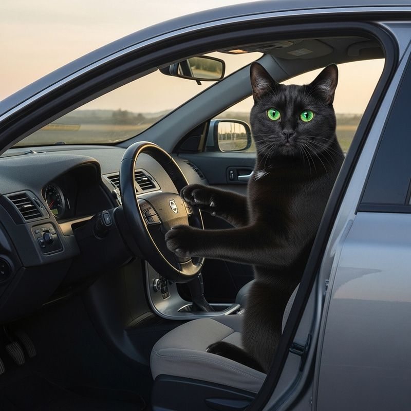 Scandinavian Minimalism: Cat Driving Volvo S40 Image Scandinavian Minimalism: Cat Driving Volvo S40 Image
