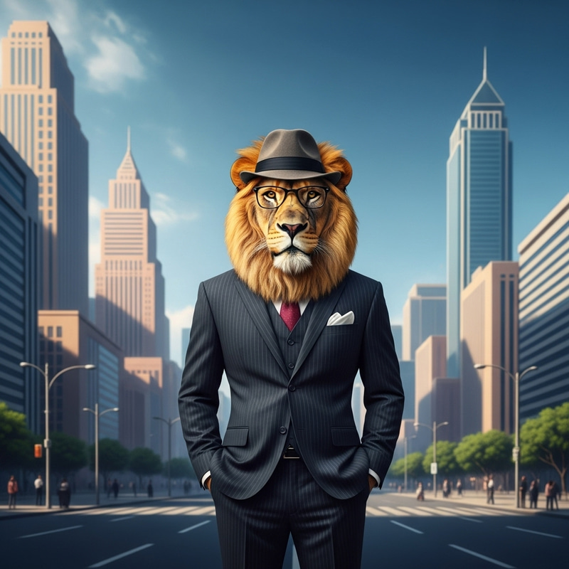 Lion in Human Attire: Urban Jungle Vibes Lion in Human Attire: Urban Jungle Vibes