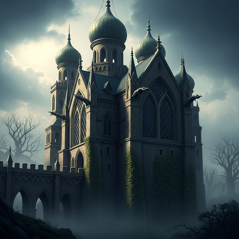 Gothic Russian Castle with Onion Domes - Explore Serene Architectural Fusion Gothic Russian Castle with Onion Domes - Explore Serene Architectural Fusion