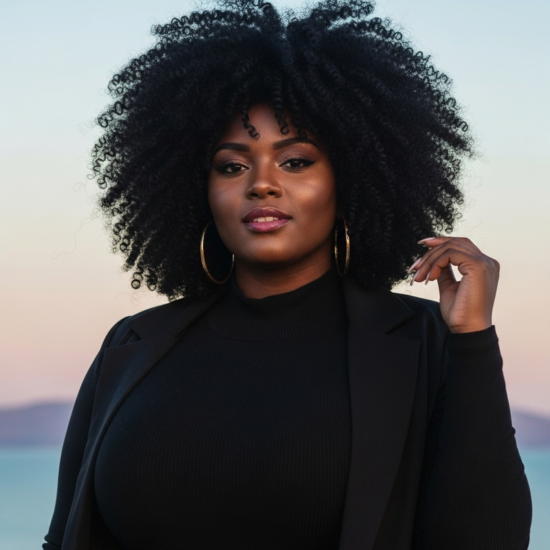 Empowerment through Fashion: Black Afro Curvy Woman Empowerment through Fashion: Black Afro Curvy Woman