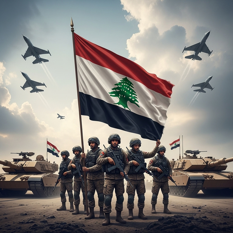 Patriotic Lebanese Soldiers Raise Flag Amid Military Display