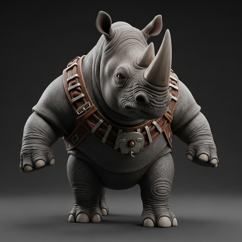 Resilient Rhino 3D Character - Manifesting Tenacity