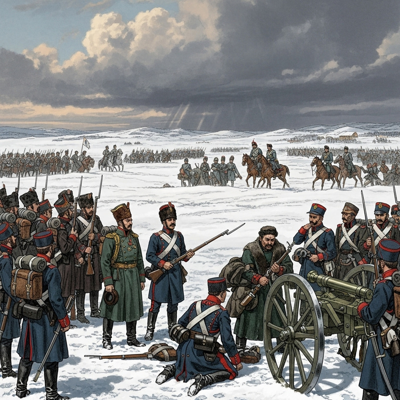 19th Century Battlefield Scene in Snowy Russia