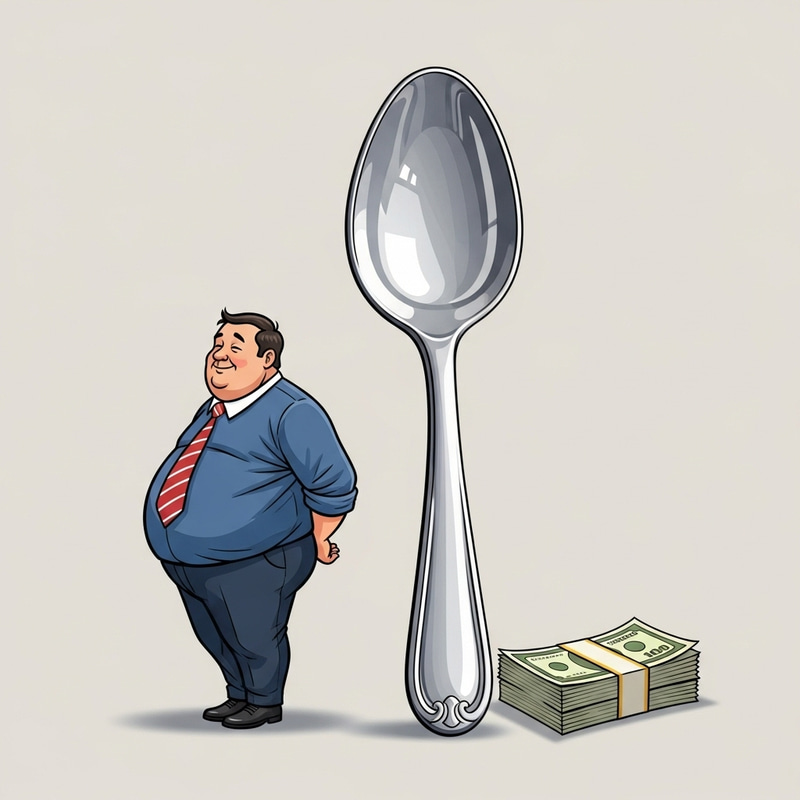 Hunchbacked Man with Silver Spoon and Stack of Currency Hunchbacked Man with Silver Spoon and Stack of Currency