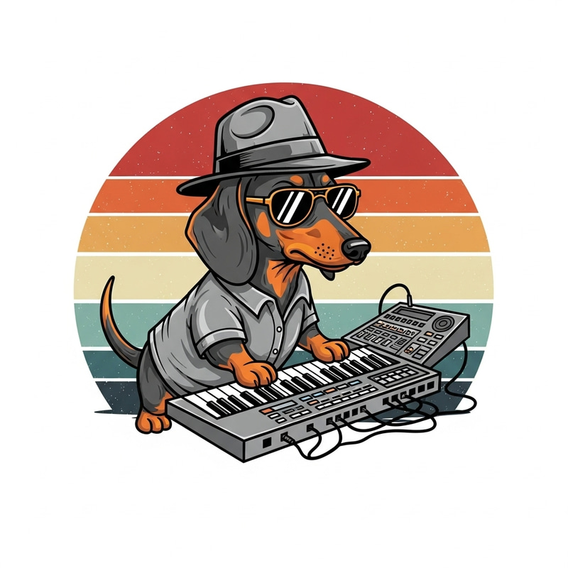 Cartoon Dachshund Musician with Swagger - Vector Graphic Art