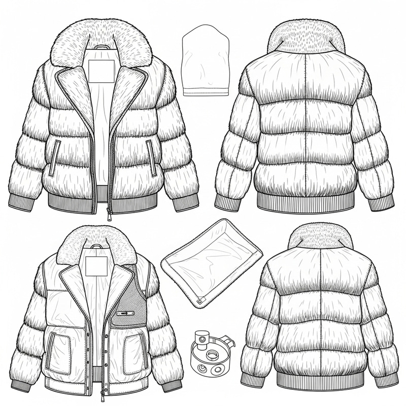 Fur Jacket Technical Drawing
