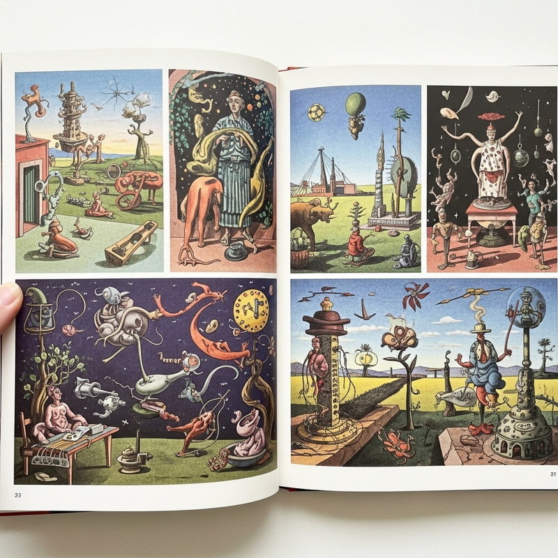 Surreal Book Page with Bright & Unpredictable Illustrations