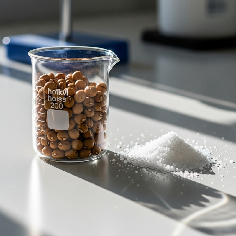 Bean and Salt Experiment in Glass Beaker