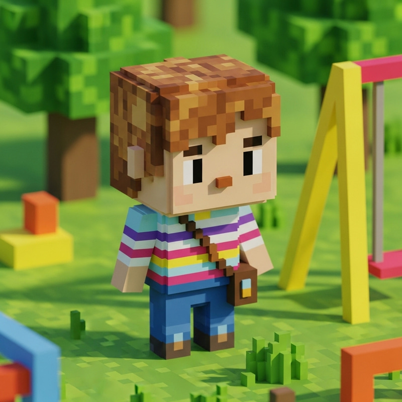 Colorful Voxel Character for Kids – Playful Design