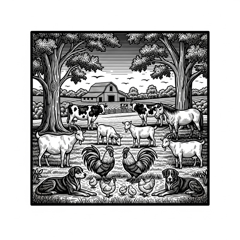 Vintage Farm Landscape T-Shirt Design