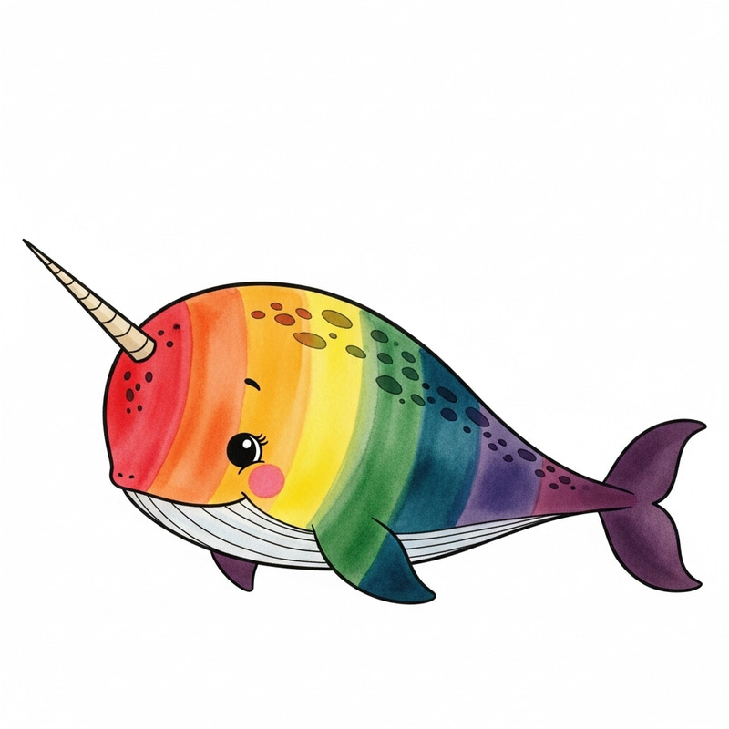 Charming Autumn Rainbow Narwhal in Scandinavian Style Charming Autumn Rainbow Narwhal in Scandinavian Style