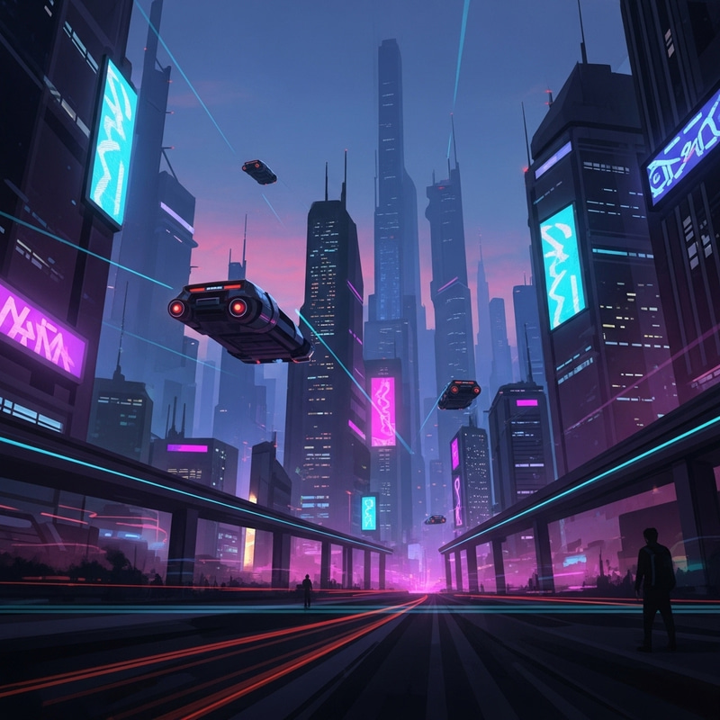 Futuristic Cyberpunk Cityscape at Dusk Futuristic Cyberpunk Cityscape at Dusk