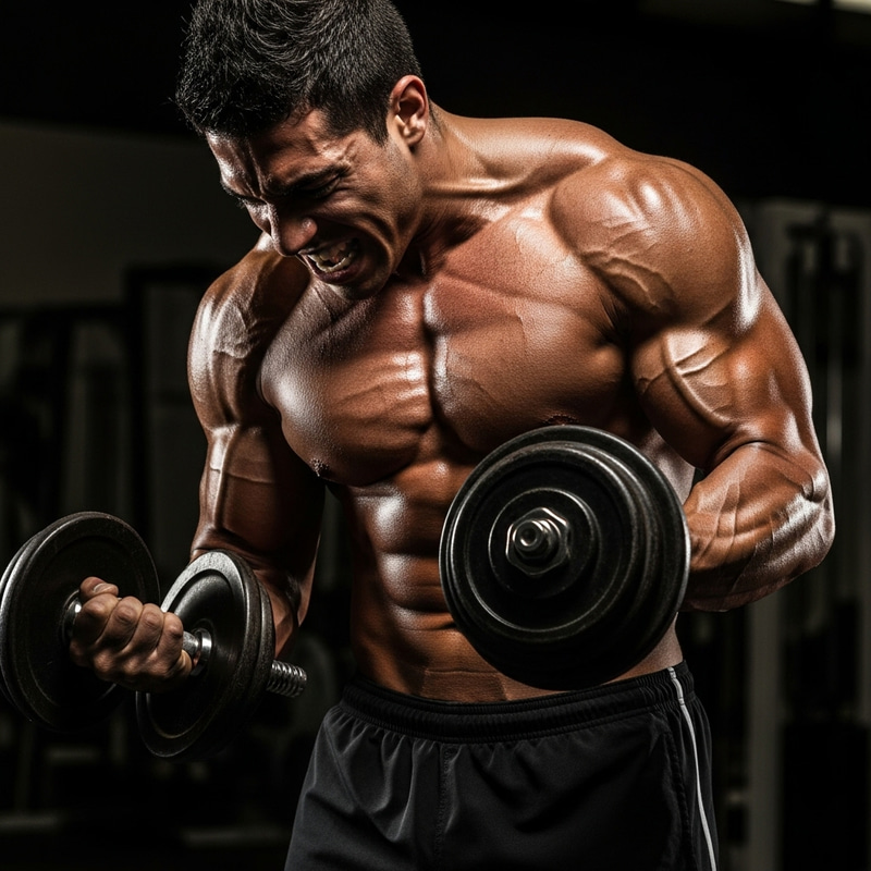 Photorealistic Bodybuilder with Dumbbell, Perfect for Book Cover Photorealistic Bodybuilder with Dumbbell, Perfect for Book Cover