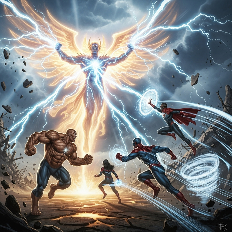 Divine Entity Battles Superheroes: Epic Clash Divine Entity Battles Superheroes: Epic Clash