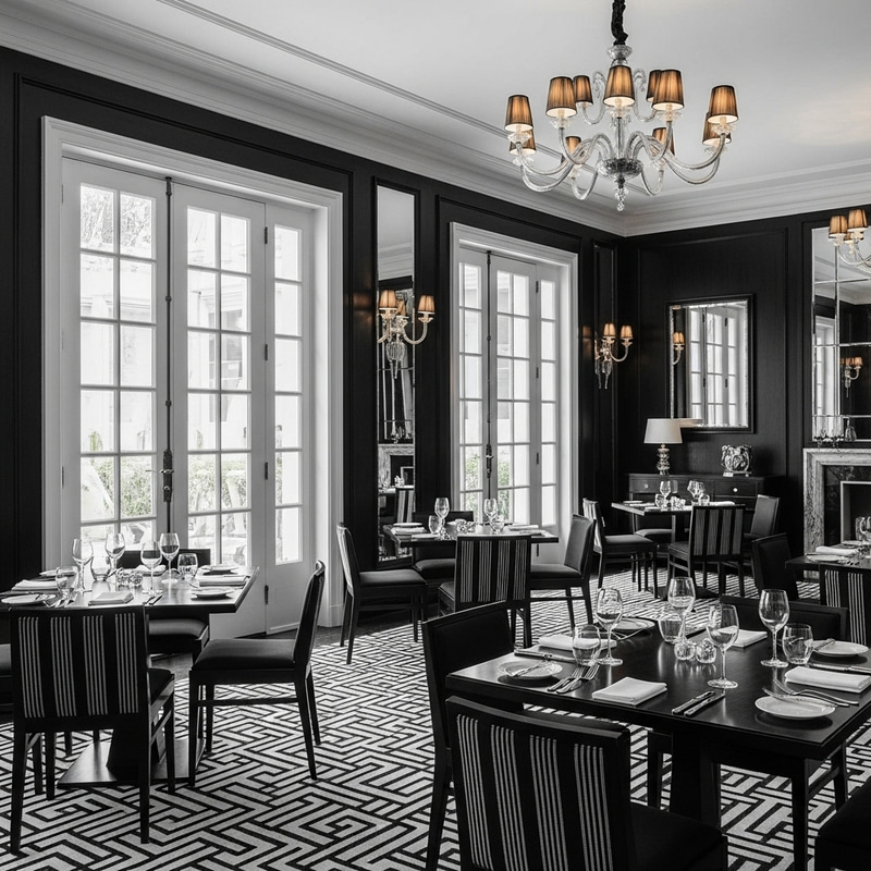 Elegant Art Deco Dining Room with French Doors