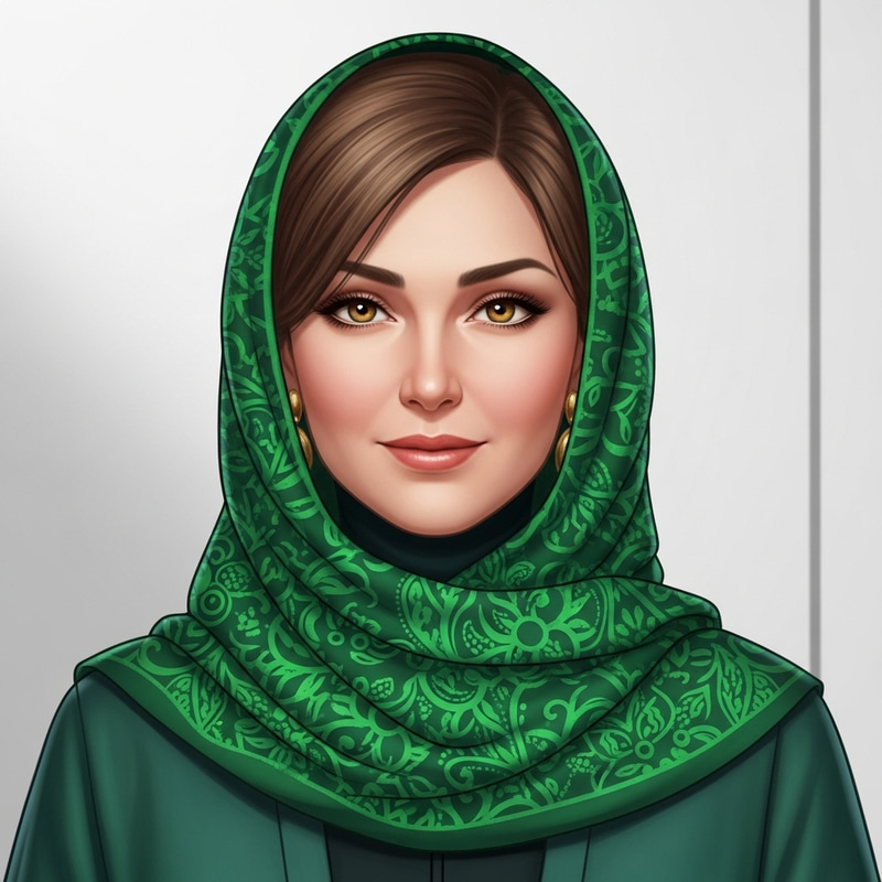 Elegant Woman in Emerald Green Hijab | Ava Adams Elegant Woman in Emerald Green Hijab | Ava Adams