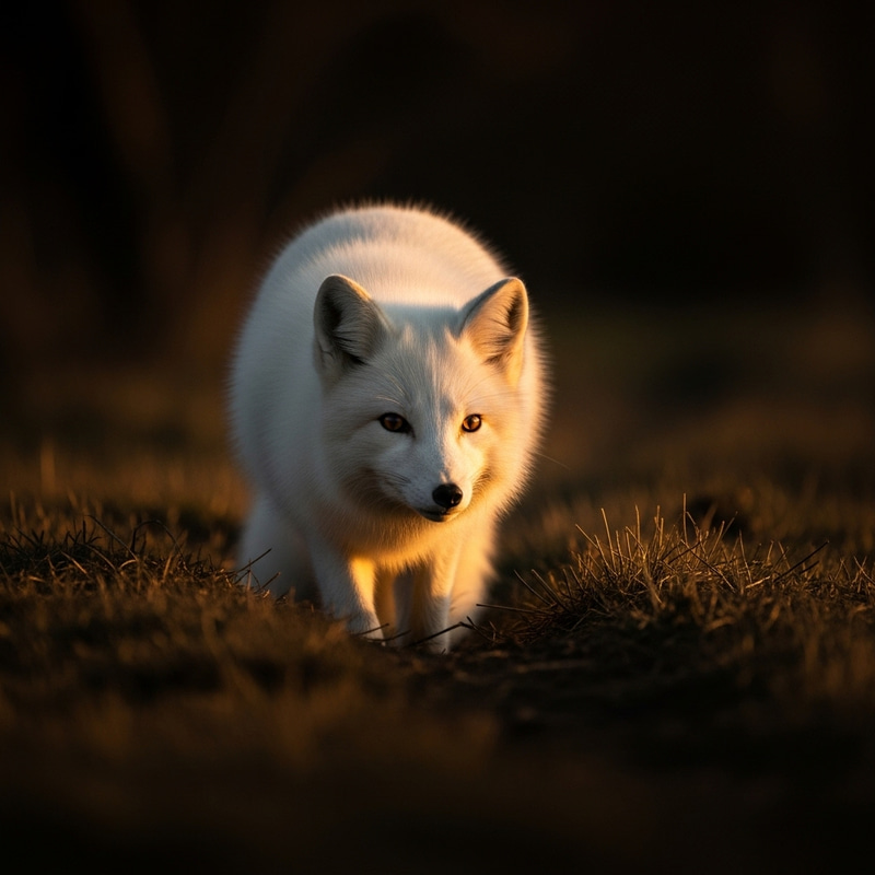 Ethereal White Fox: Captivating Beauty in Golden Sunset Ethereal White Fox: Captivating Beauty in Golden Sunset