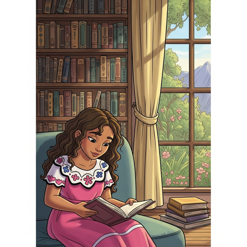 Disney Style Image of Girl Reading Book | Cartoon Animation Disney Style Image of Girl Reading Book | Cartoon Animation