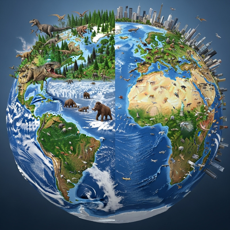 Earth's Past and Present Globe Relief Earth's Past and Present Globe Relief