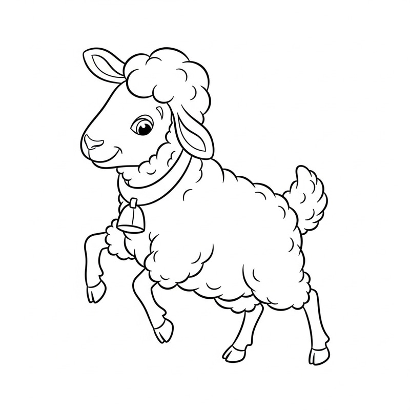 Whimsical Sheep Coloring Page for Kids