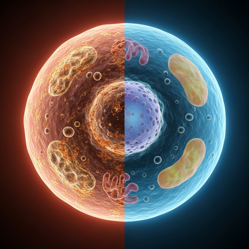Oxidized vs. Healthy Human Cell - A Visual Comparison Oxidized vs. Healthy Human Cell - A Visual Comparison