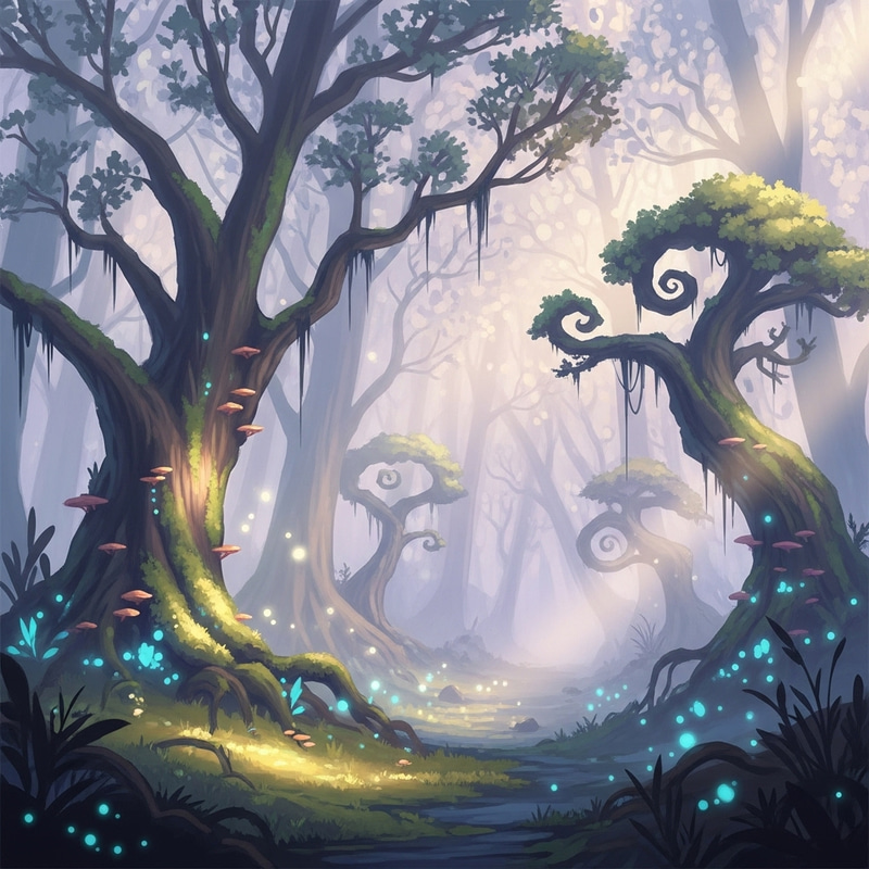 Enchanted Mystical Forest Digital Painting