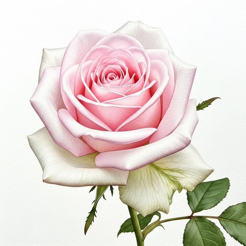 Realistic Pale Pink Rose Watercolor Painting Realistic Pale Pink Rose Watercolor Painting
