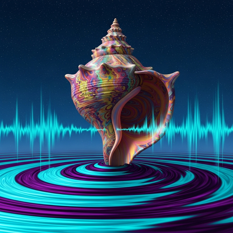 Surreal Tinnitus Art: Conch Shell & Sound Waves