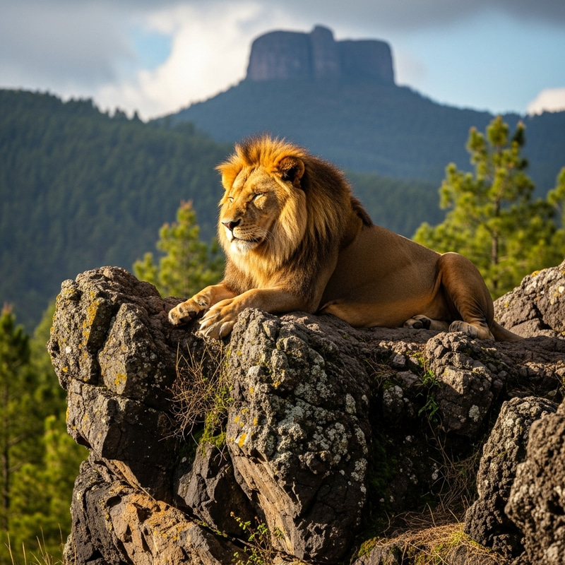 Lion Resting on Rock Formation in Cofre de Perote Lion Resting on Rock Formation in Cofre de Perote