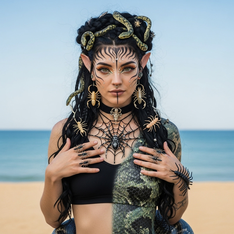 Kurdiesque Medusa: Serpentine Femme Fatale with Scorpion & Centipede Accessories Kurdiesque Medusa: Serpentine Femme Fatale with Scorpion & Centipede Accessories