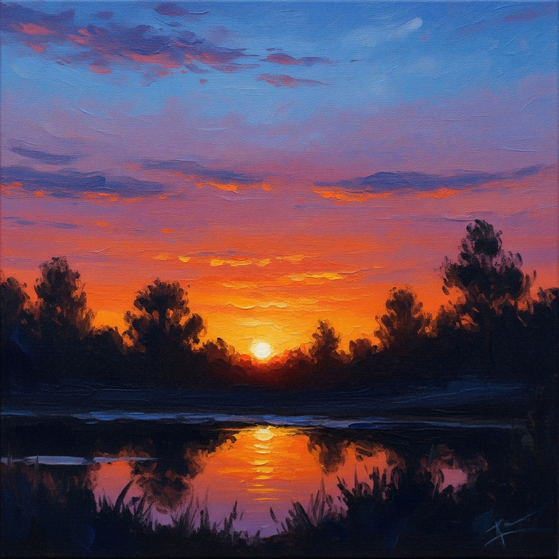 Impressionistic Sunset Painting