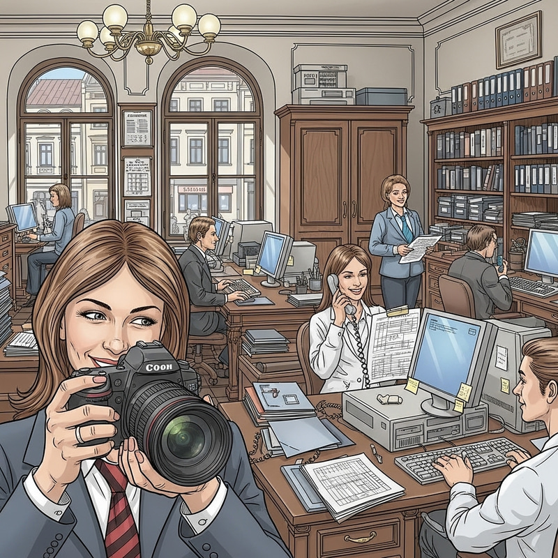 Classical Office Scene at Świdnica Accounting Firm - High Contrast Workspace