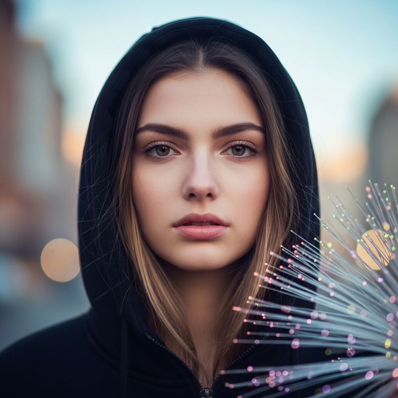 Young Woman with Natural Beauty | Dark Blond Hair Urban Portrait Young Woman with Natural Beauty | Dark Blond Hair Urban Portrait