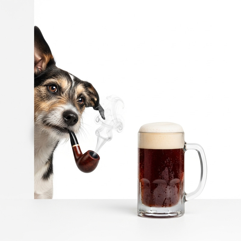Dog Smoking Pipe and Drinking Root Beer Dog Smoking Pipe and Drinking Root Beer