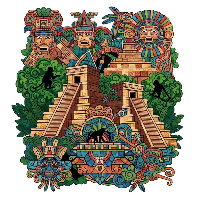 Maya Civilization Art: Abstract & Vibrant Colors Maya Civilization Art: Abstract & Vibrant Colors