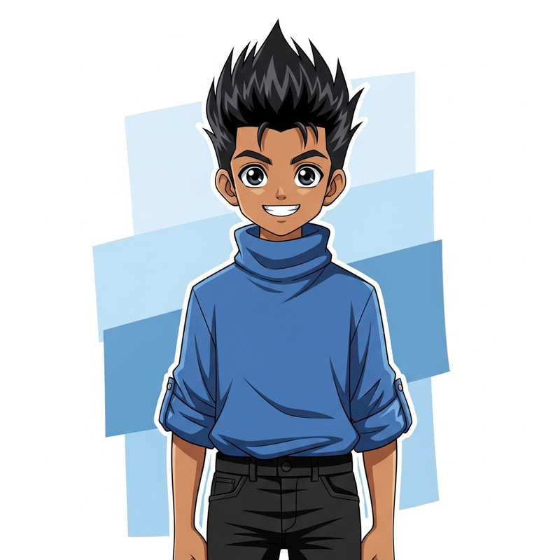 Blue Anime Boy Avatar - South Asian Style Blue Anime Boy Avatar - South Asian Style