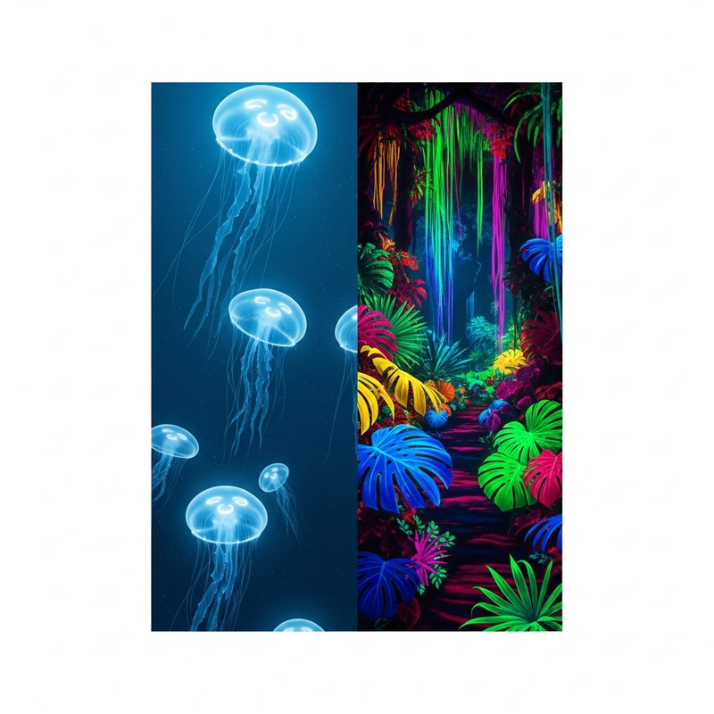 Glowing Jellyfish in a Neon Jungle Experience Glowing Jellyfish in a Neon Jungle Experience