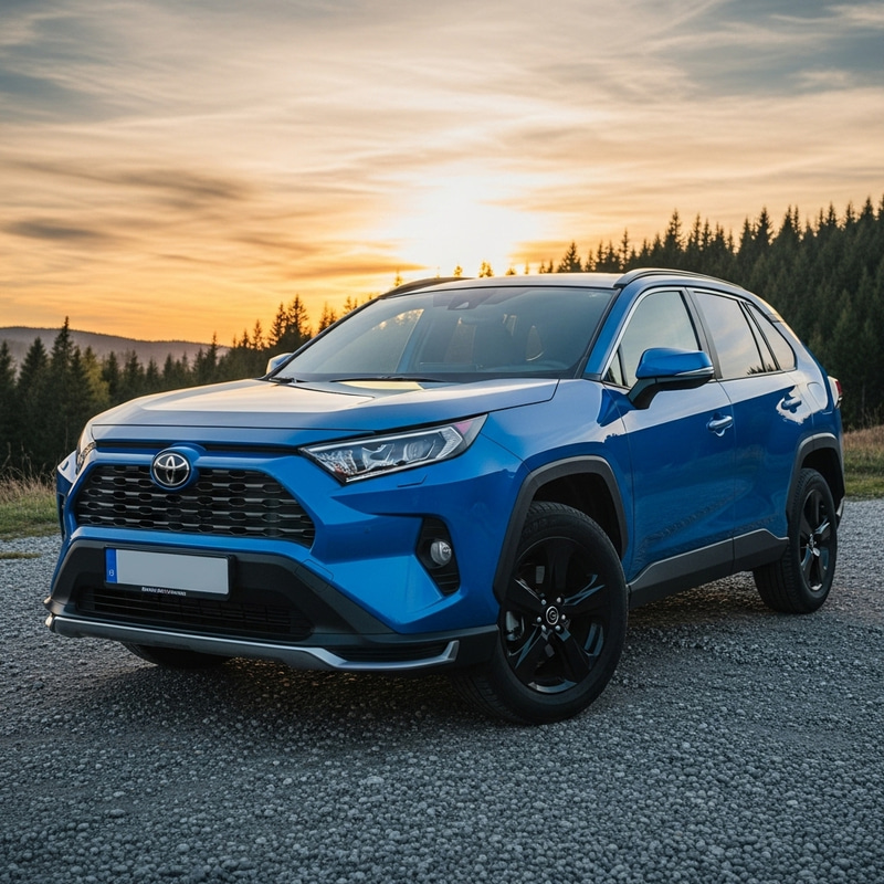 Sleek RAV4 in Vibrant Blue at Sunset Sleek RAV4 in Vibrant Blue at Sunset