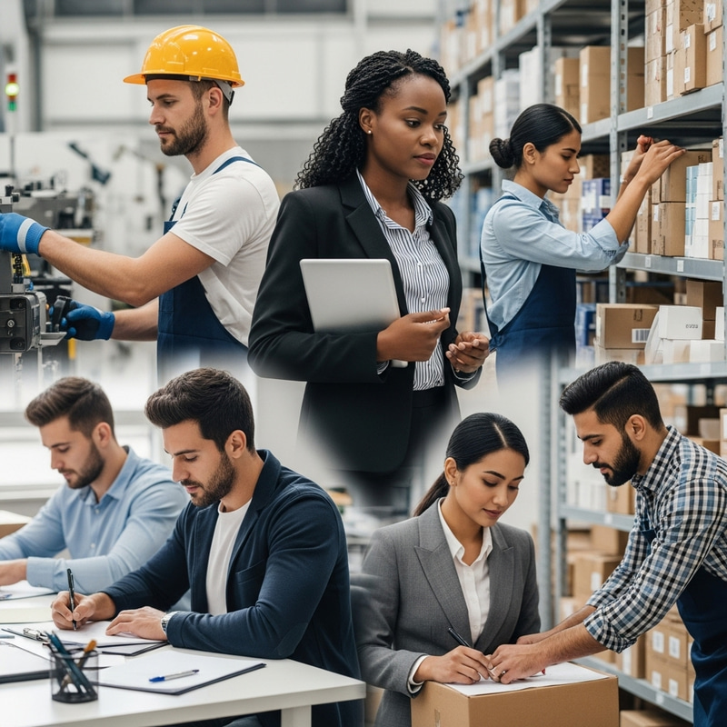Diverse Workers Focused on Tasks - Workplace Scene Diverse Workers Focused on Tasks - Workplace Scene