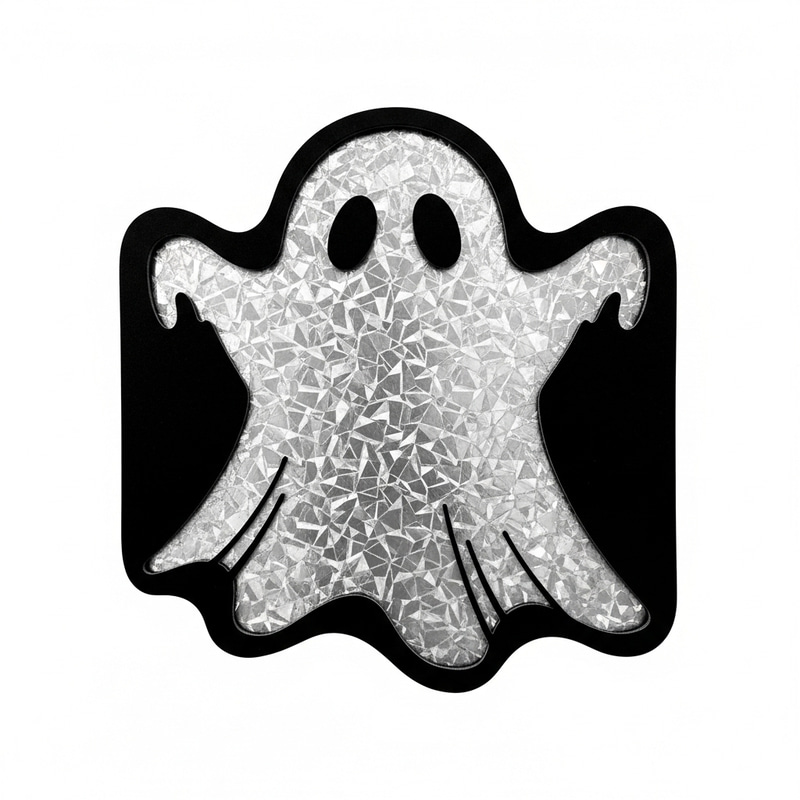 Black & White Ghost Stencil | Clear Holographic Interior