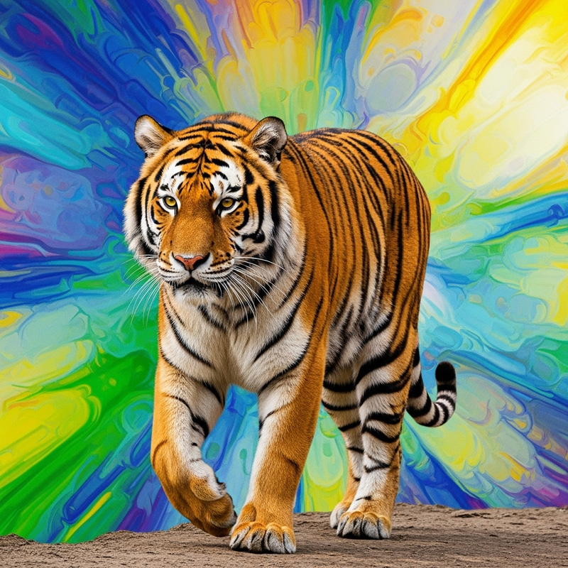 Vibrant Abstract Tiger: Majestic Beauty Captured Vibrant Abstract Tiger: Majestic Beauty Captured