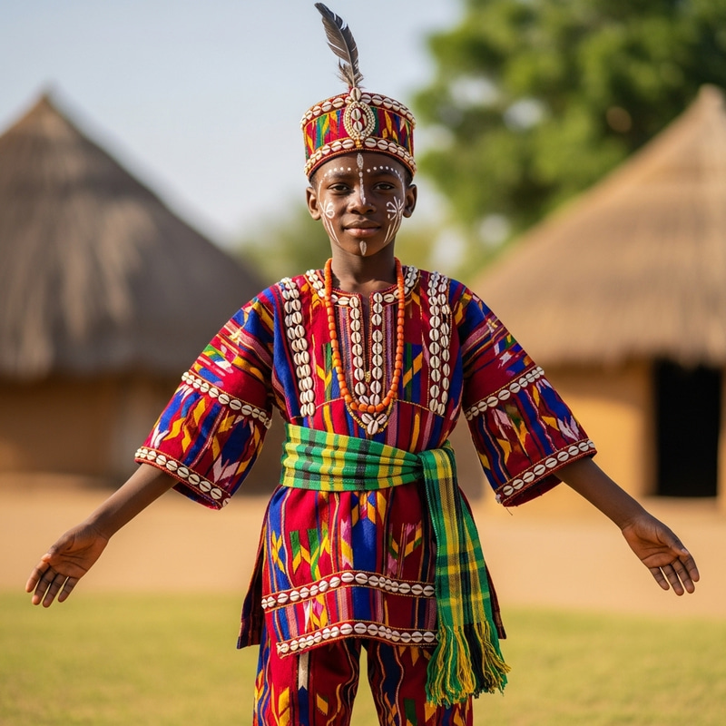 African Boy in Authentic Outfit | Cultural Attire & Vibrant Colors