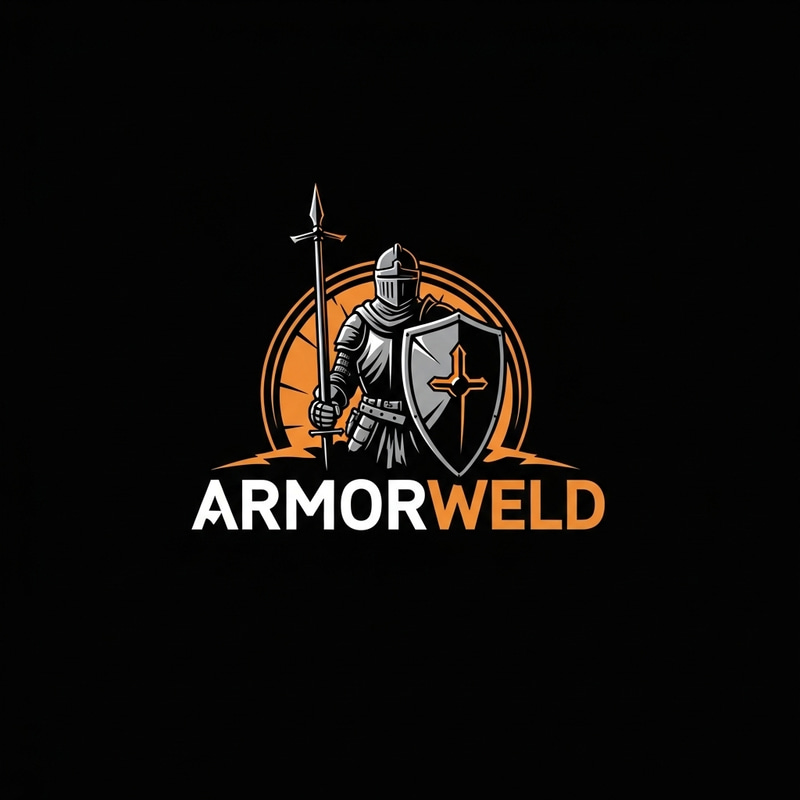 ARMORWELD Knight Logo Design: Stance of Protection for Brand Identity