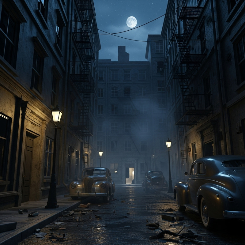 Mysterious Shadows: A Noir Cityscape