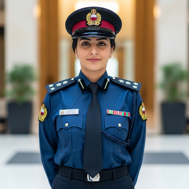 Qatari Policewoman in Traditional Uniform Qatari Policewoman in Traditional Uniform