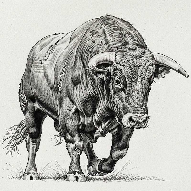 Bull Drawing with Black Pencil - Beautiful Artwork Bull Drawing with Black Pencil - Beautiful Artwork