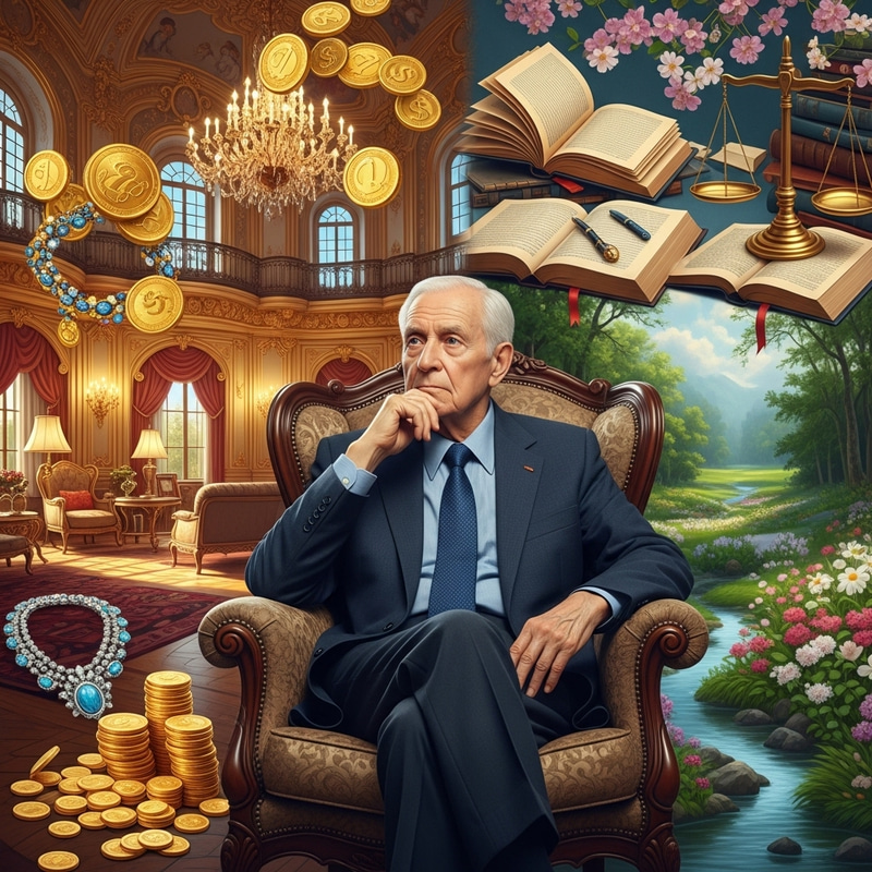 Old Man Contemplating Happiness: Money vs. Morals Old Man Contemplating Happiness: Money vs. Morals