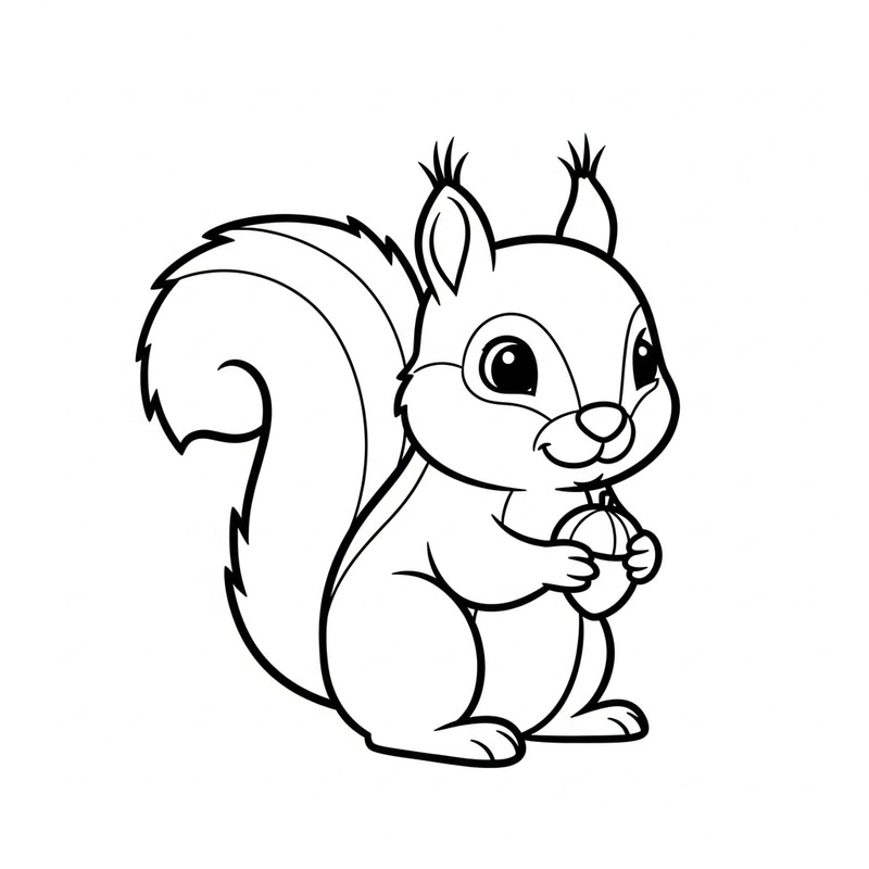 Friendly Squirrel Coloring Page for Young Kids Friendly Squirrel Coloring Page for Young Kids