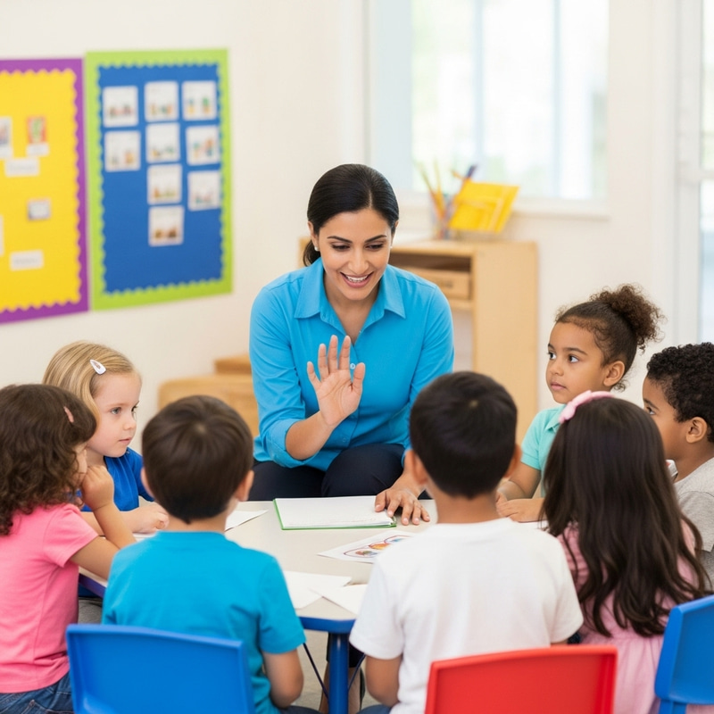 Joyful Preschool Teacher Captivating Diverse Students | Classroom Interaction Joyful Preschool Teacher Captivating Diverse Students | Classroom Interaction