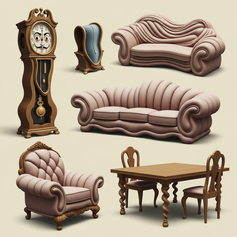 Surrealist Flabby Furniture: Distorted Interior Vision Surrealist Flabby Furniture: Distorted Interior Vision